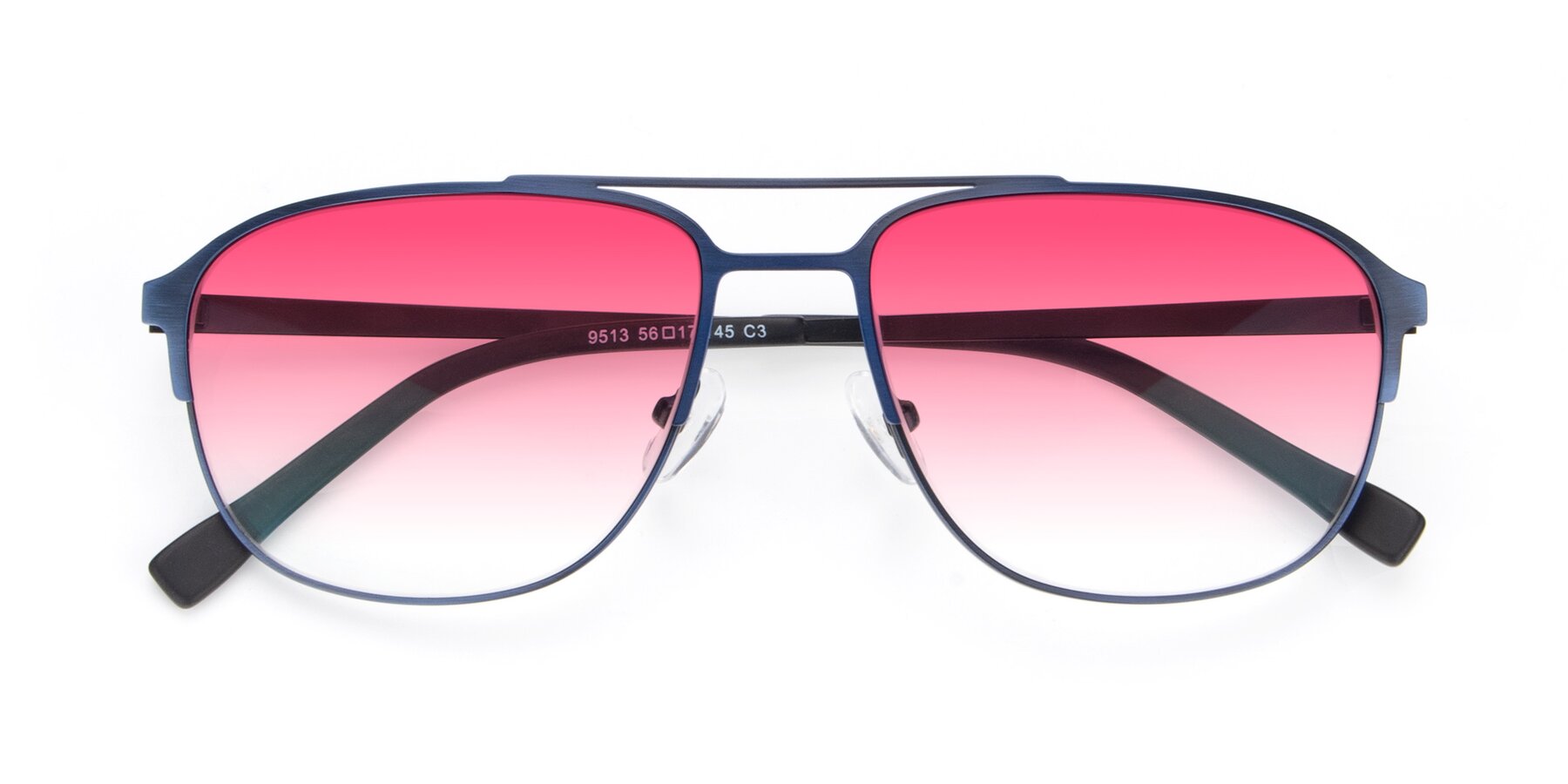 Folded Front of 9513 in Antique Blue with Pink Gradient Lenses