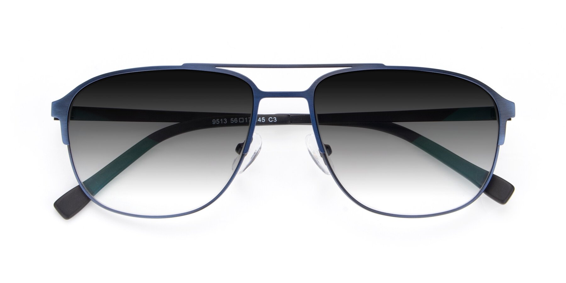 Folded Front of 9513 in Antique Blue with Gray Gradient Lenses