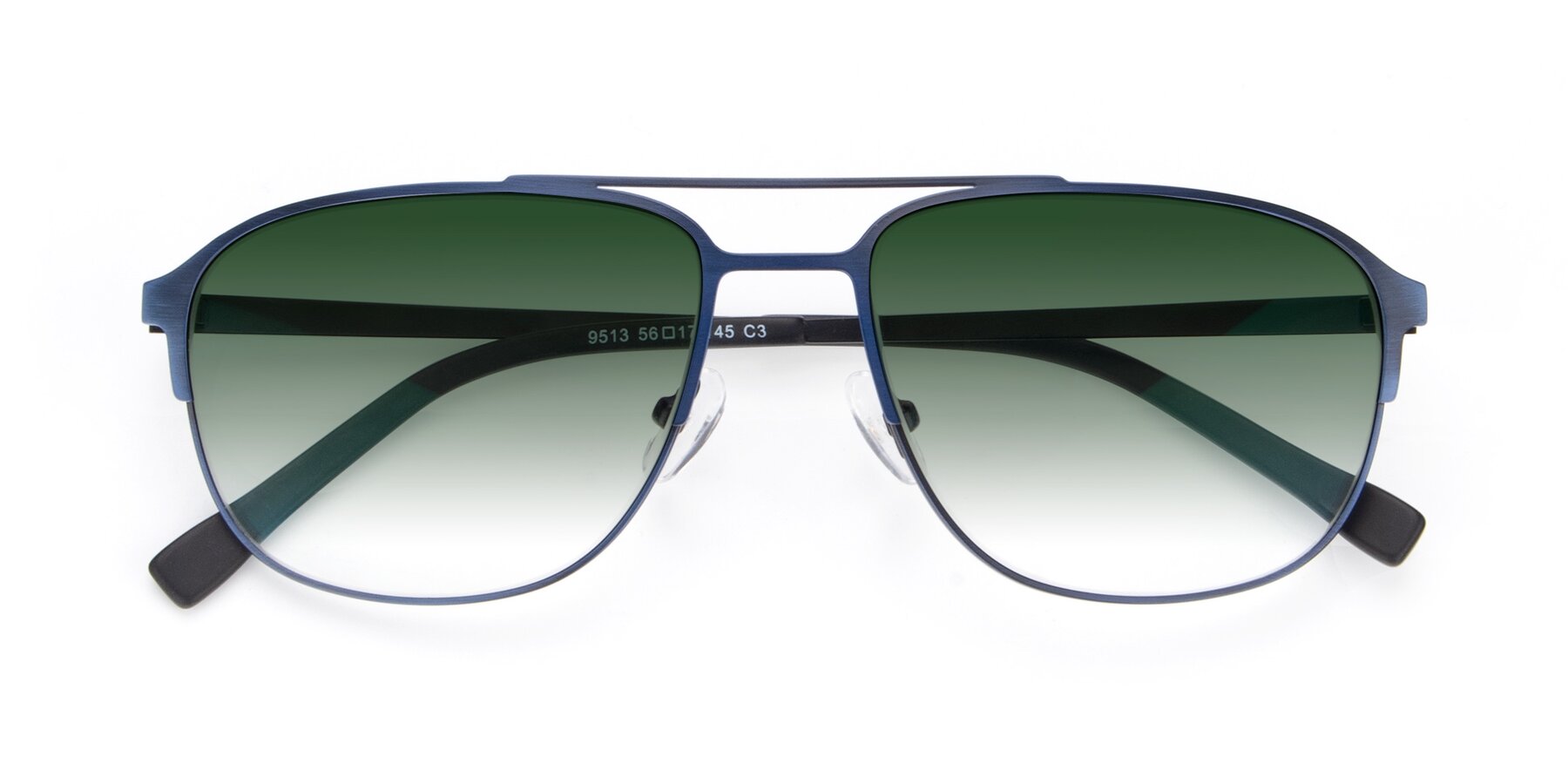 Folded Front of 9513 in Antique Blue with Green Gradient Lenses