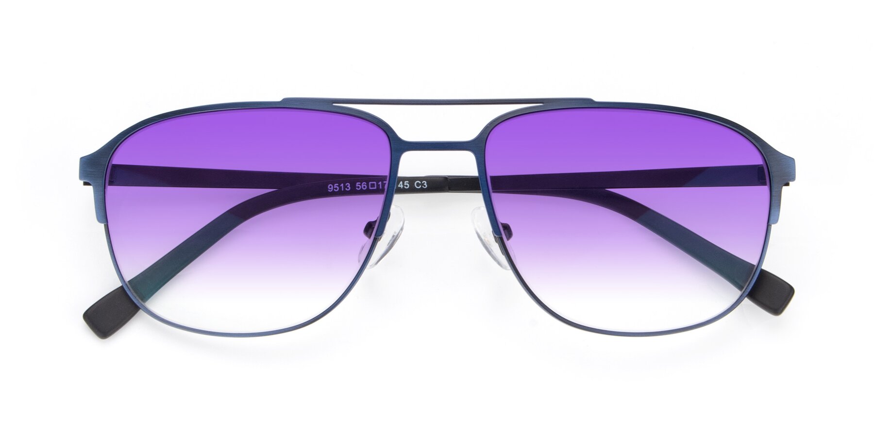 Folded Front of 9513 in Antique Blue with Purple Gradient Lenses