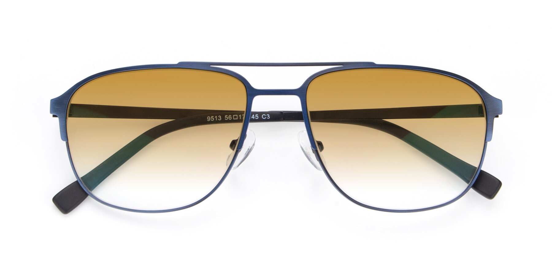 Folded Front of 9513 in Antique Blue with Champagne Gradient Lenses