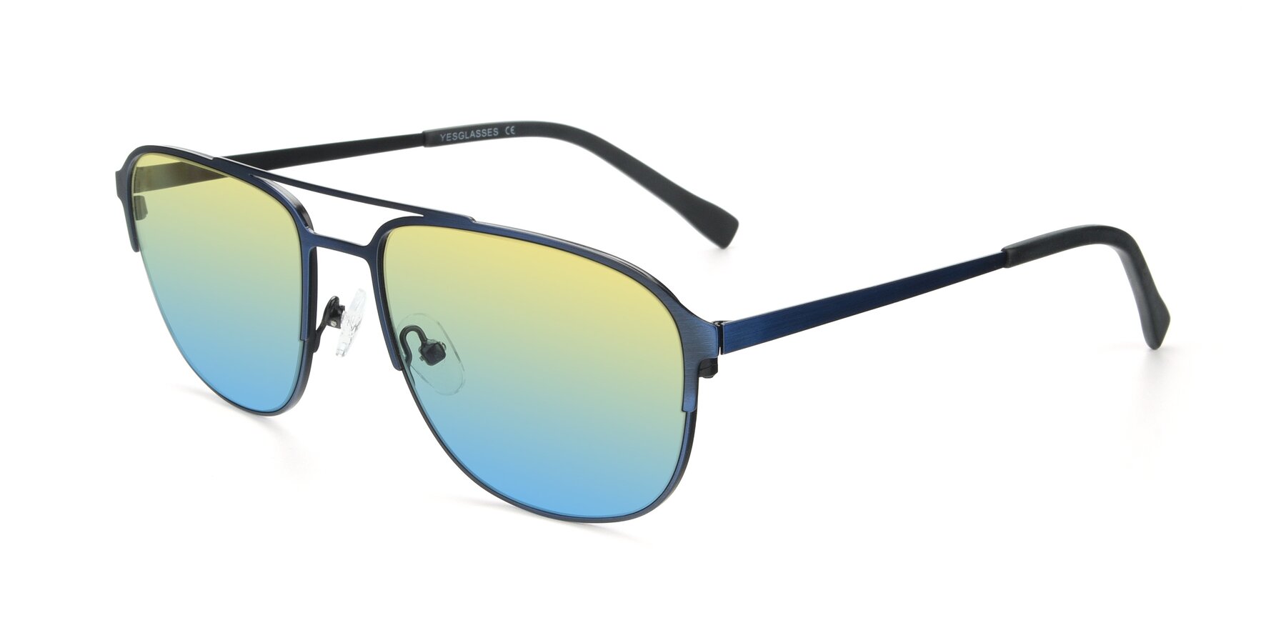 Angle of 9513 in Antique Blue with Yellow / Blue Gradient Lenses