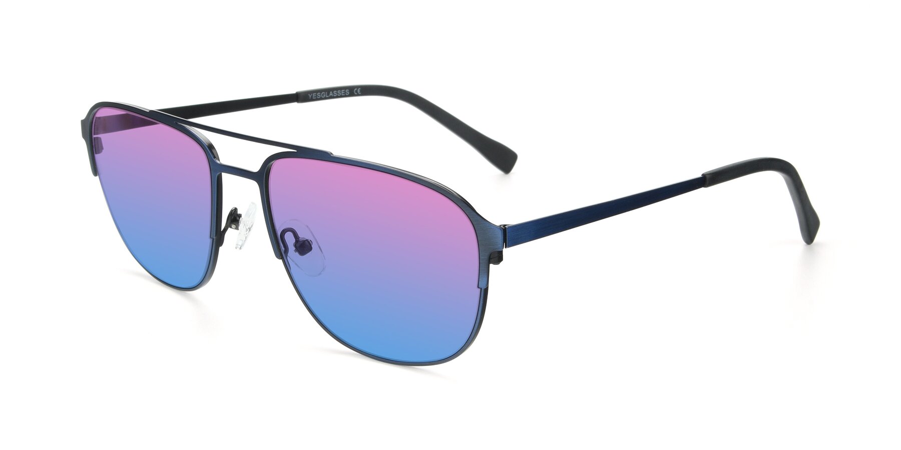 Angle of 9513 in Antique Blue with Pink / Blue Gradient Lenses