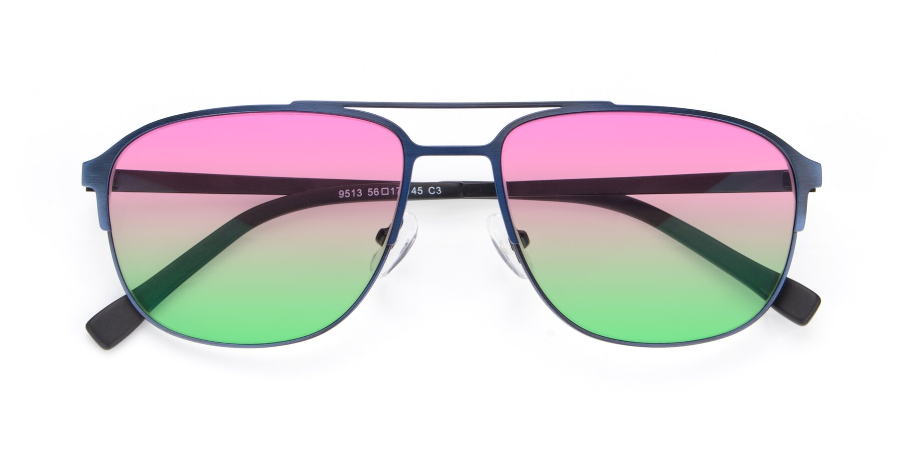 Folded Front of 9513 in Antique Blue with Pink / Green Gradient Lenses