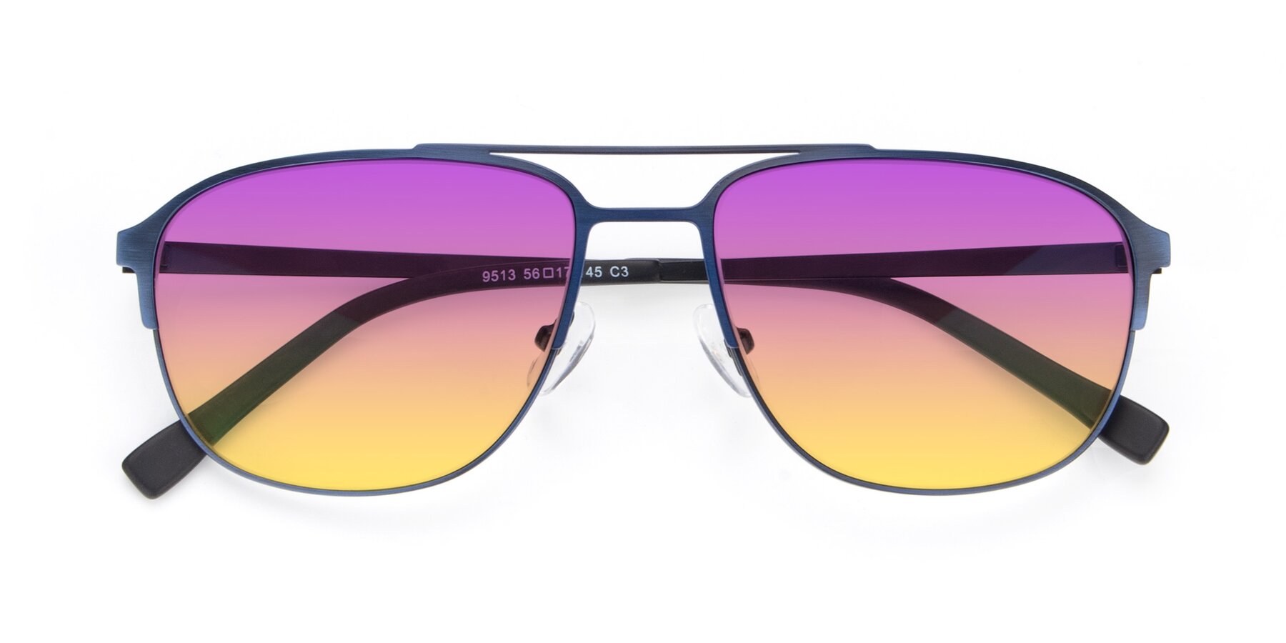 Folded Front of 9513 in Antique Blue with Purple / Yellow Gradient Lenses
