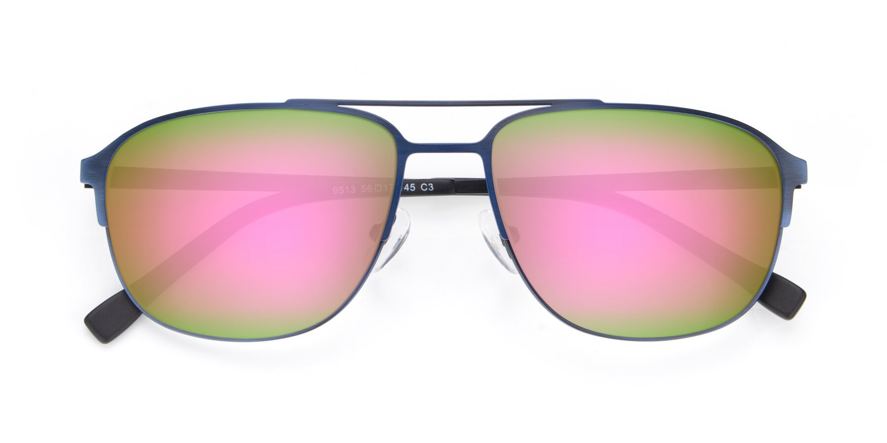 Folded Front of 9513 in Antique Blue with Pink Mirrored Lenses