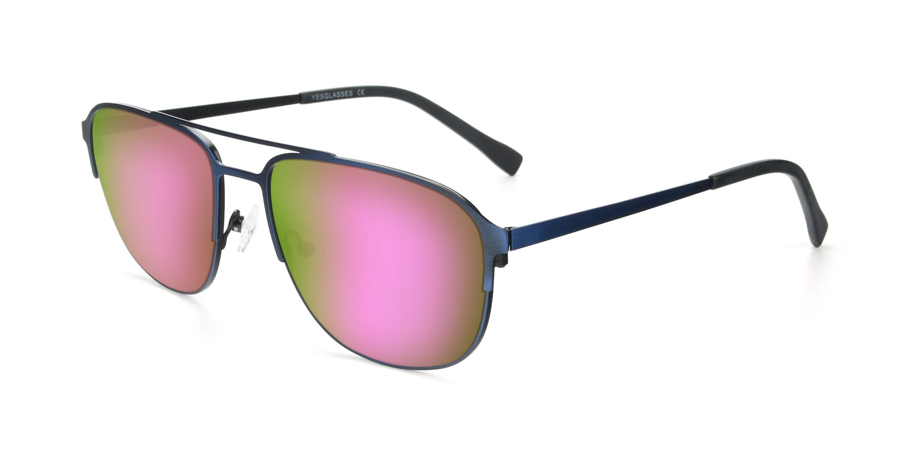 Angle of 9513 in Antique Blue with Pink Mirrored Lenses