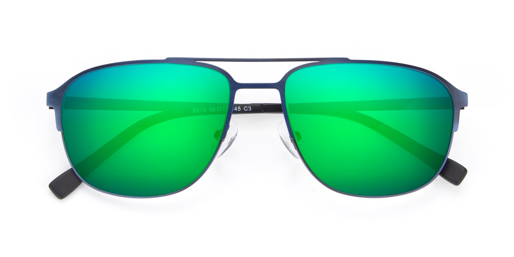 Folded Front of 9513 in Antique Blue with Green Mirrored Lenses