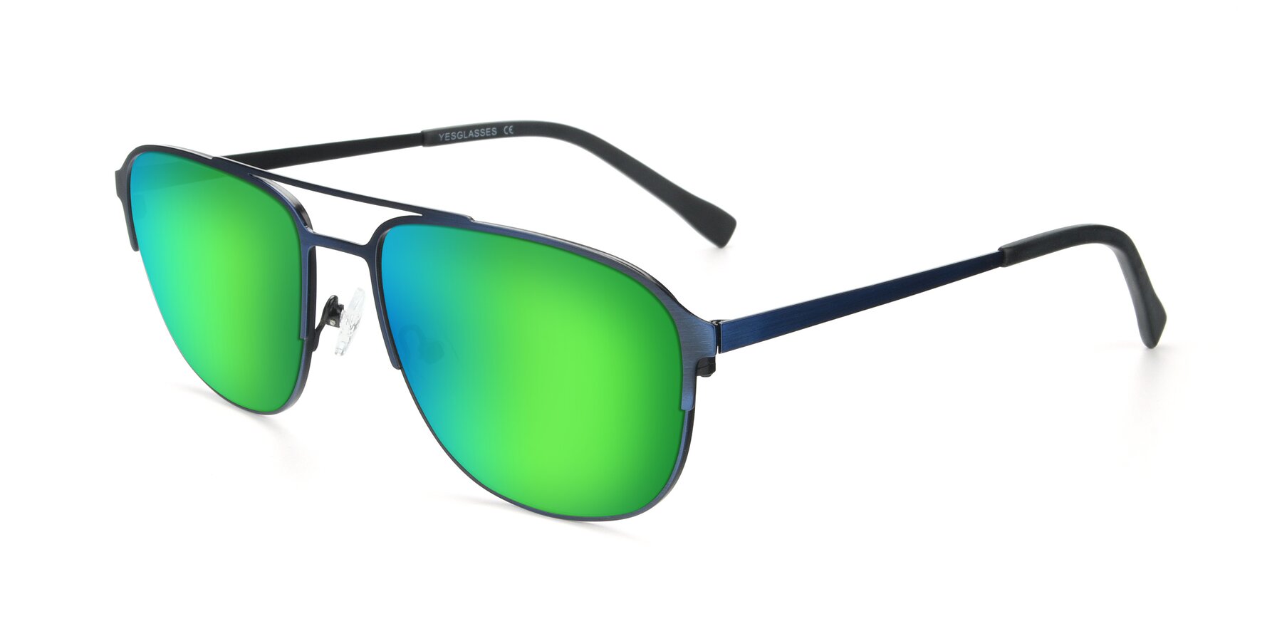 Angle of 9513 in Antique Blue with Green Mirrored Lenses