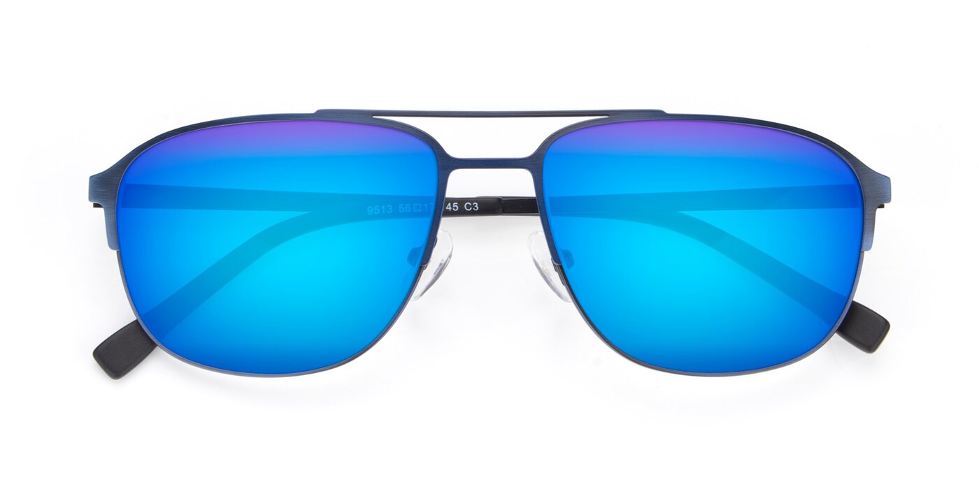 9513 - Antique Blue Flash Mirrored Sunglasses