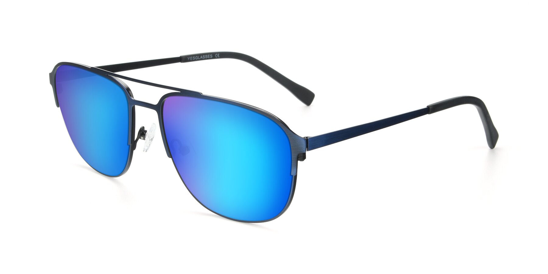 Angle of 9513 in Antique Blue with Blue Mirrored Lenses