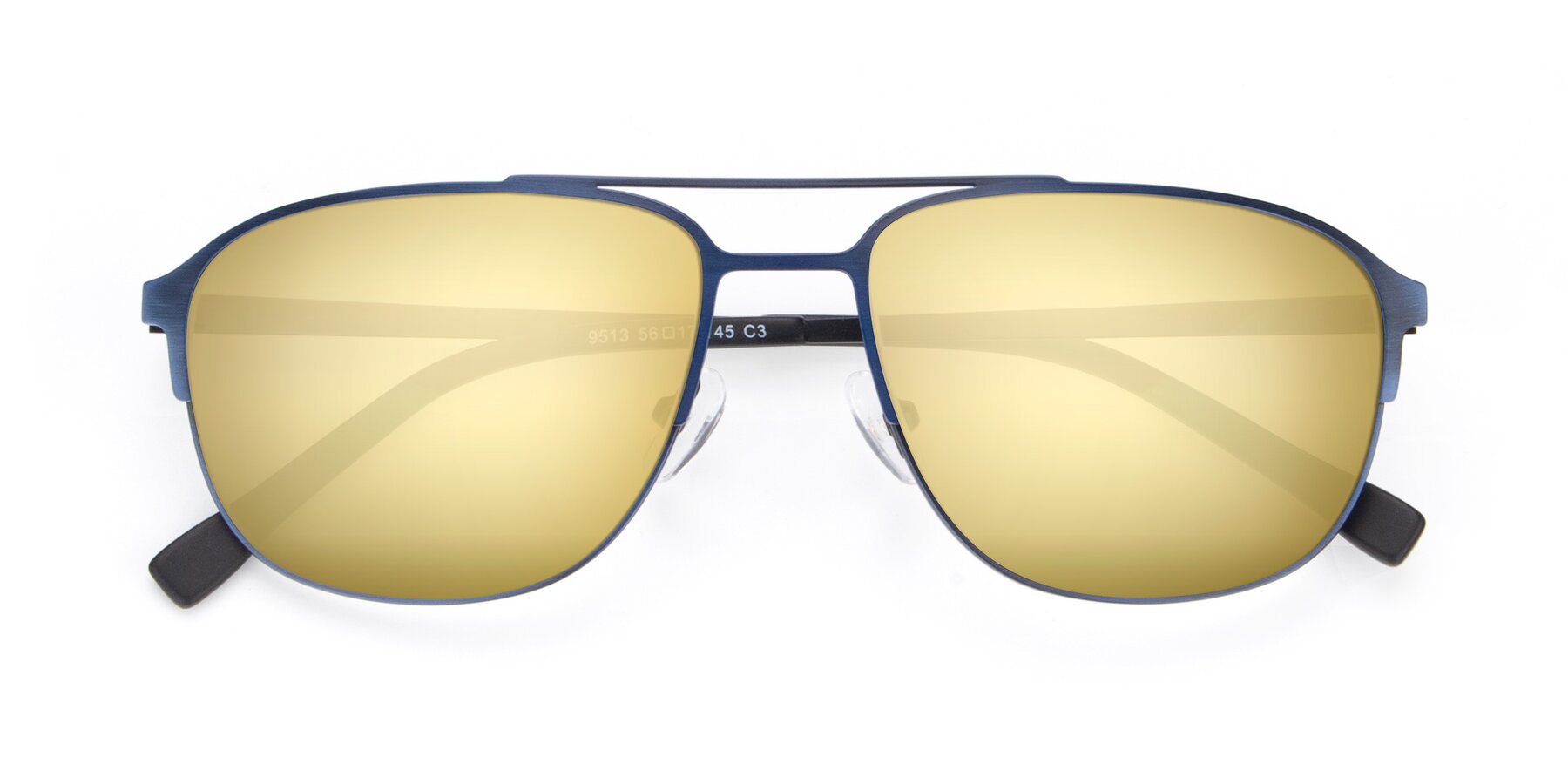 Folded Front of 9513 in Antique Blue with Gold Mirrored Lenses
