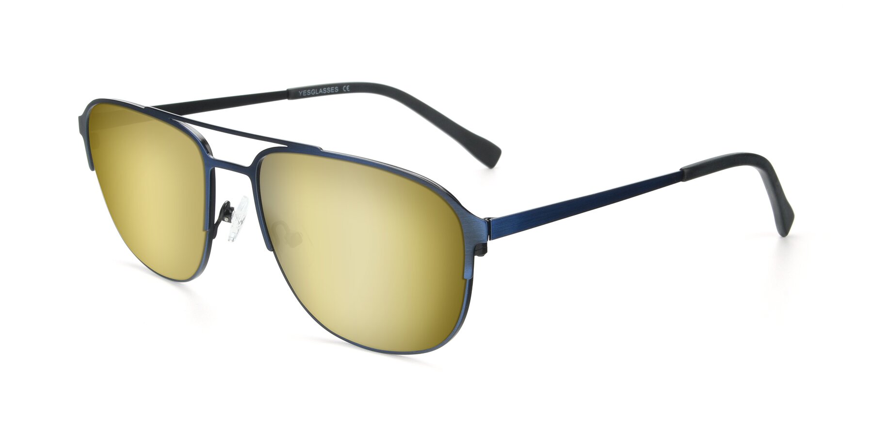 Angle of 9513 in Antique Blue with Gold Mirrored Lenses