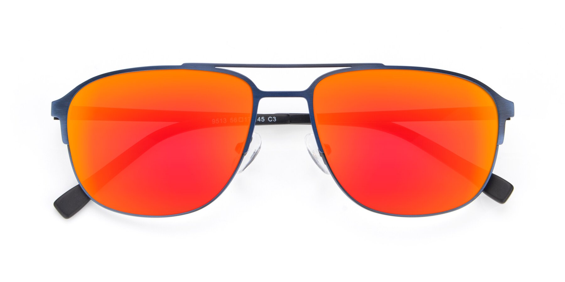 Folded Front of 9513 in Antique Blue with Red Gold Mirrored Lenses