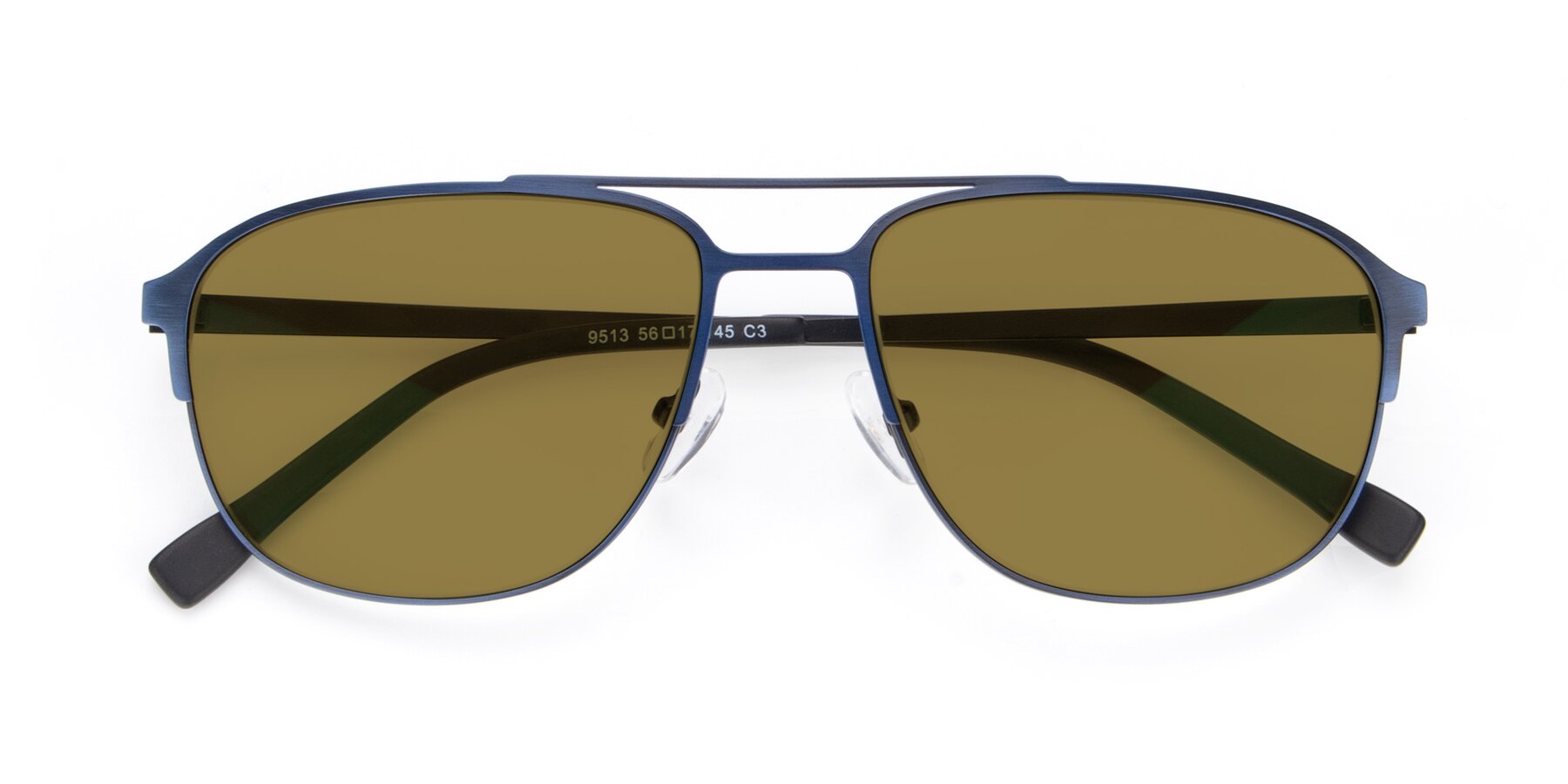 Folded Front of 9513 in Antique Blue with Brown Polarized Lenses