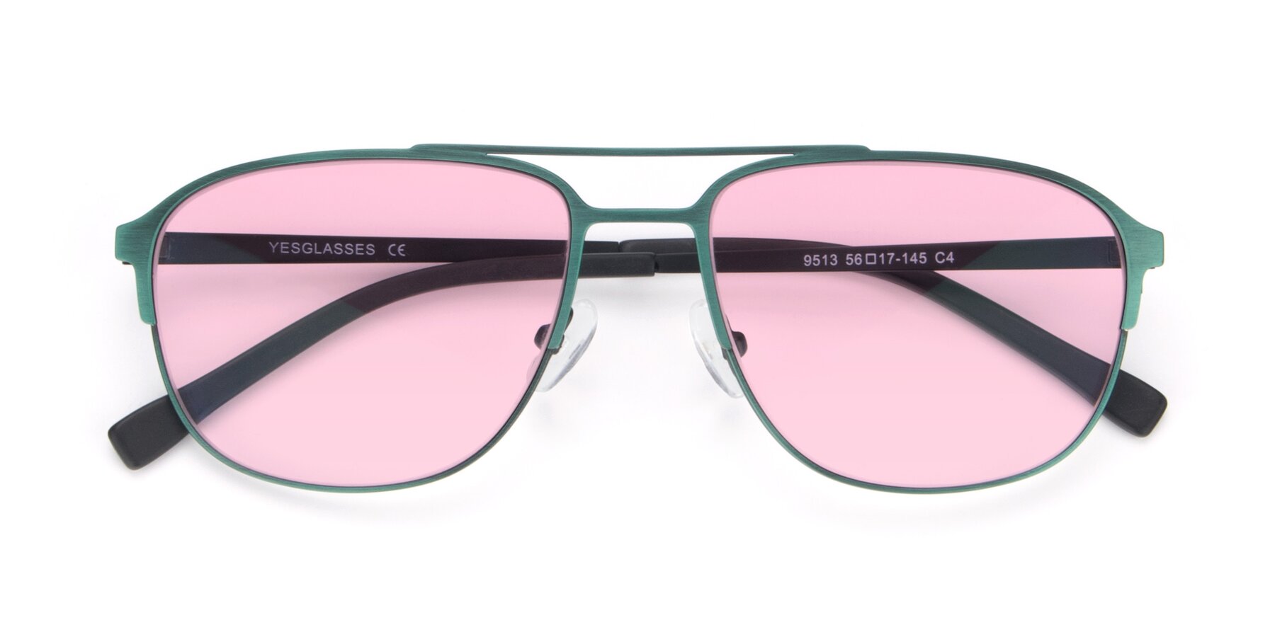 Folded Front of 9513 in Antique Green with Light Pink Tinted Lenses