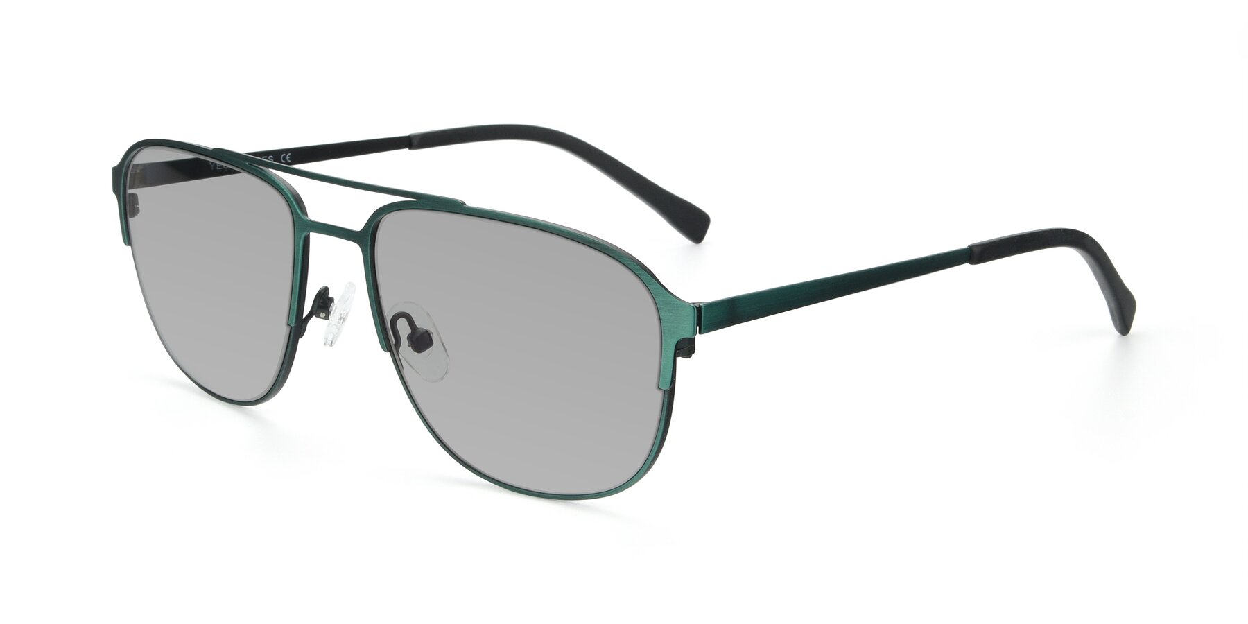 Angle of 9513 in Antique Green with Light Gray Tinted Lenses