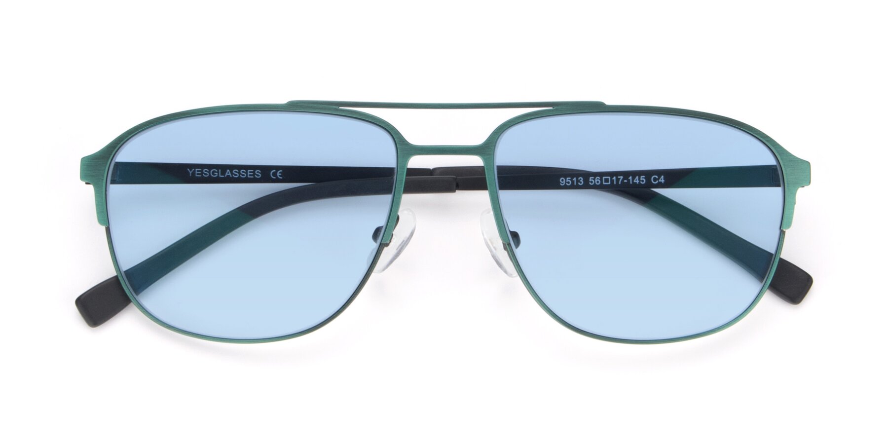 Folded Front of 9513 in Antique Green with Light Blue Tinted Lenses