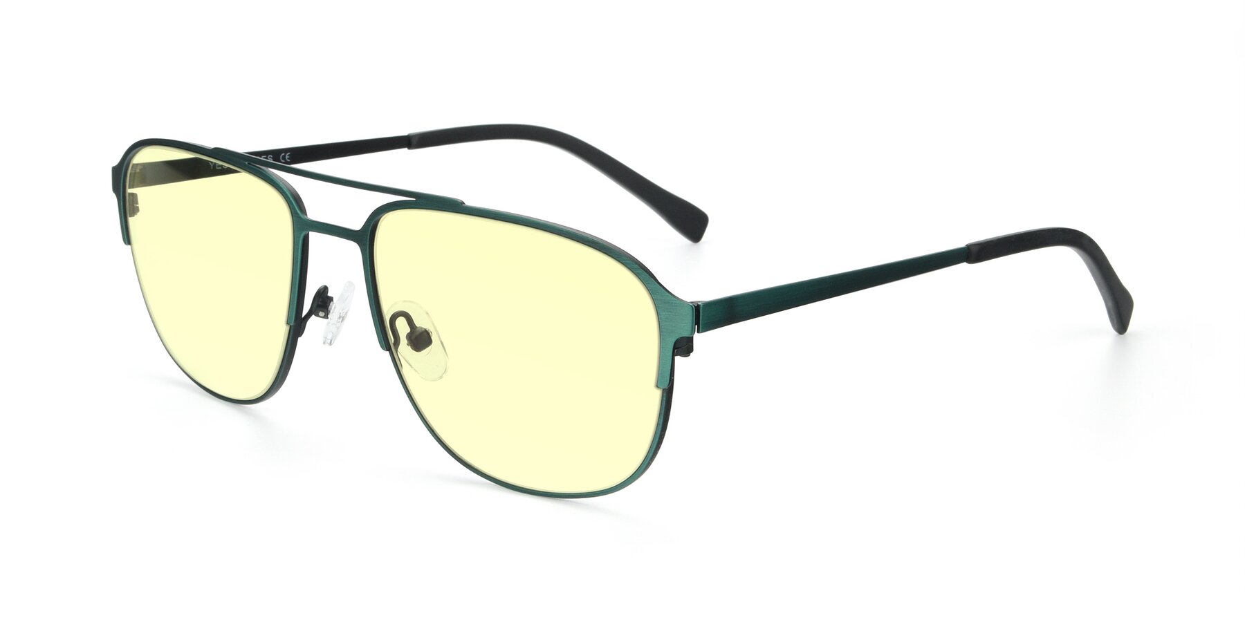 Angle of 9513 in Antique Green with Light Yellow Tinted Lenses