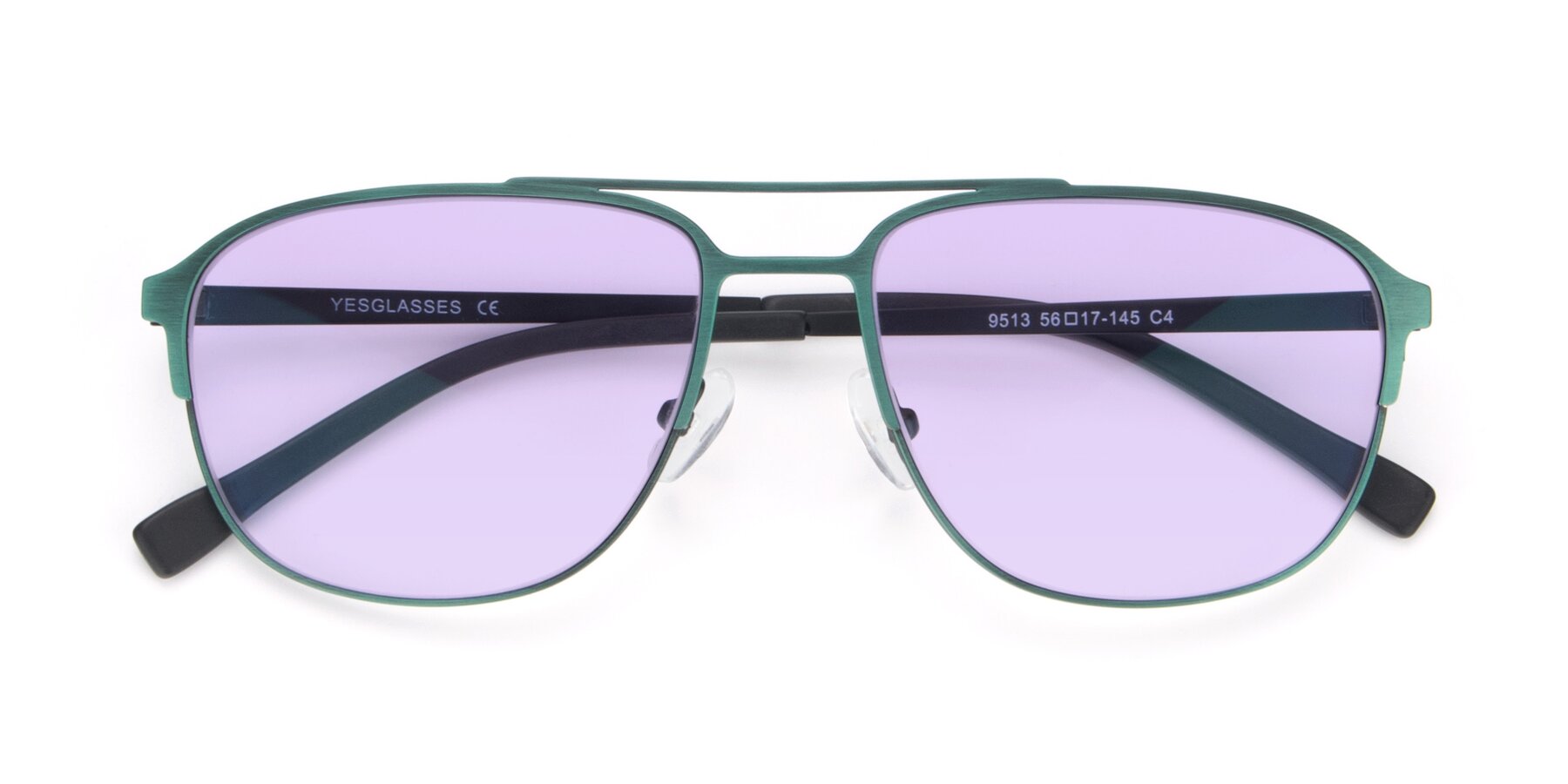 Folded Front of 9513 in Antique Green with Light Purple Tinted Lenses