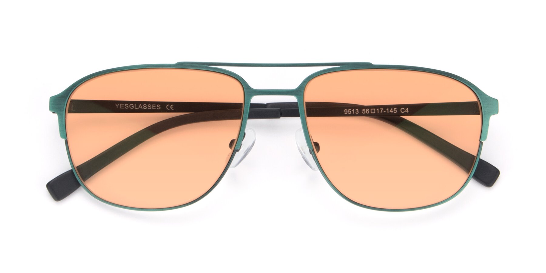 Folded Front of 9513 in Antique Green with Light Orange Tinted Lenses