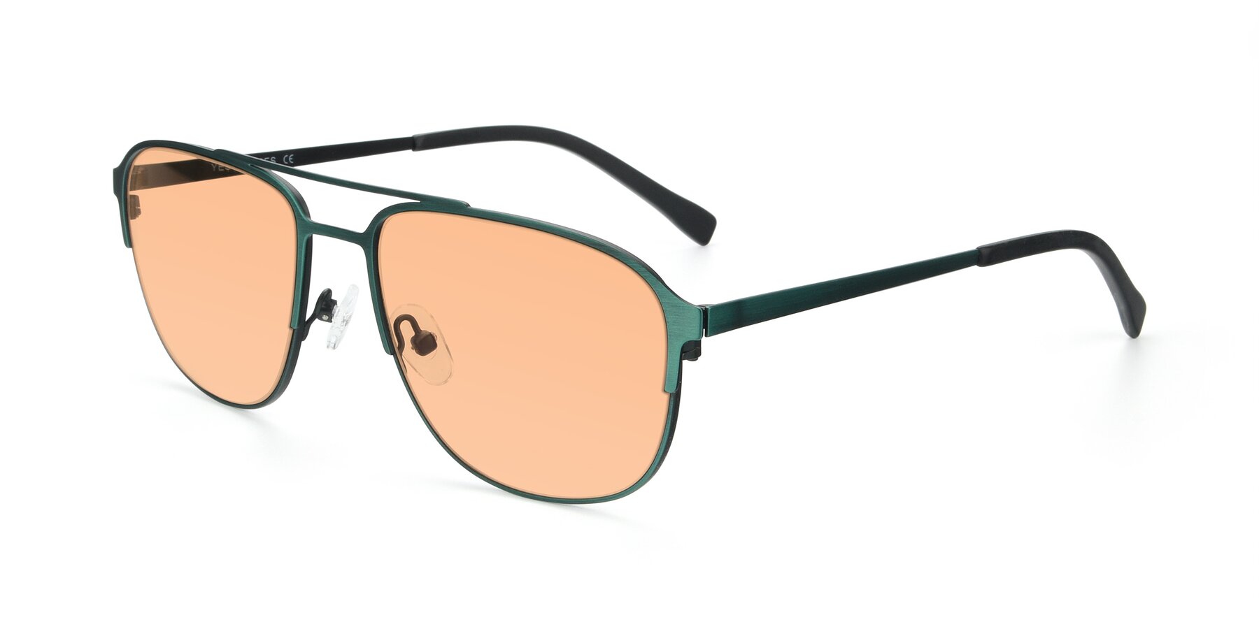 Angle of 9513 in Antique Green with Light Orange Tinted Lenses