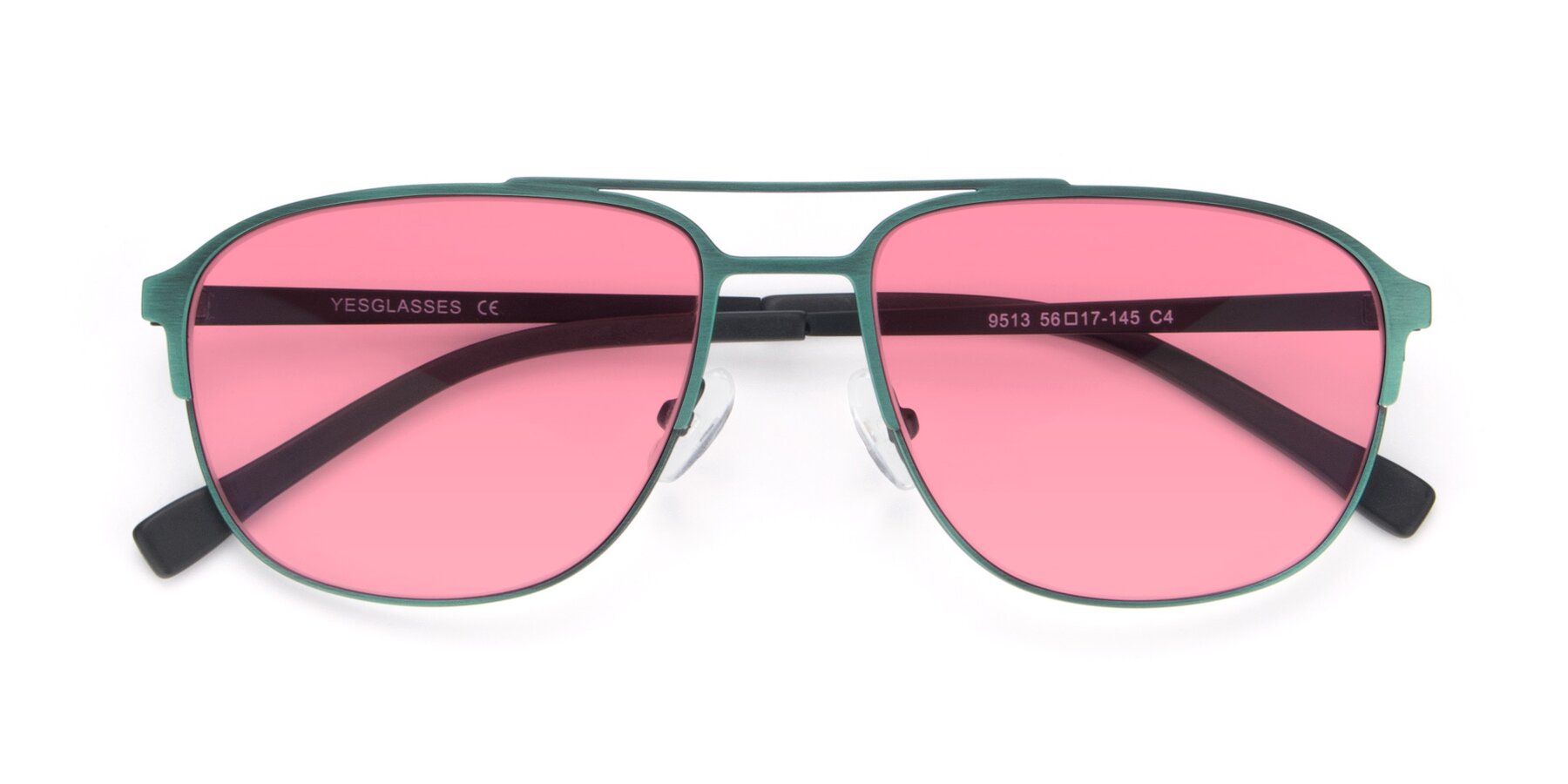 Folded Front of 9513 in Antique Green with Pink Tinted Lenses