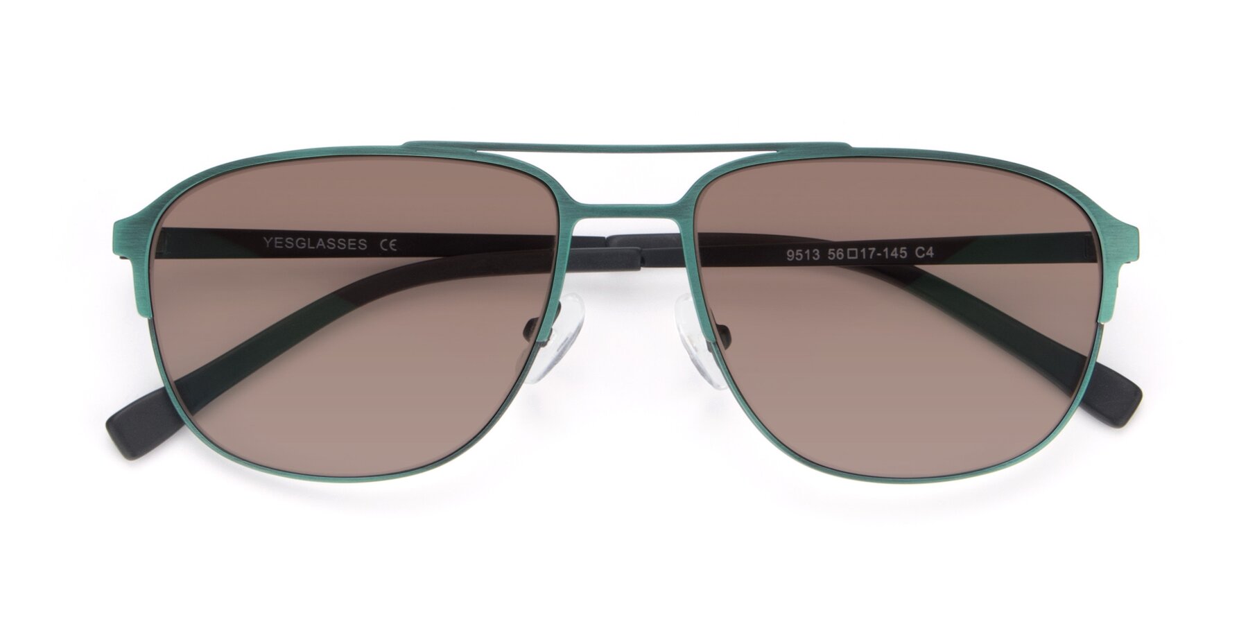 Folded Front of 9513 in Antique Green with Medium Brown Tinted Lenses