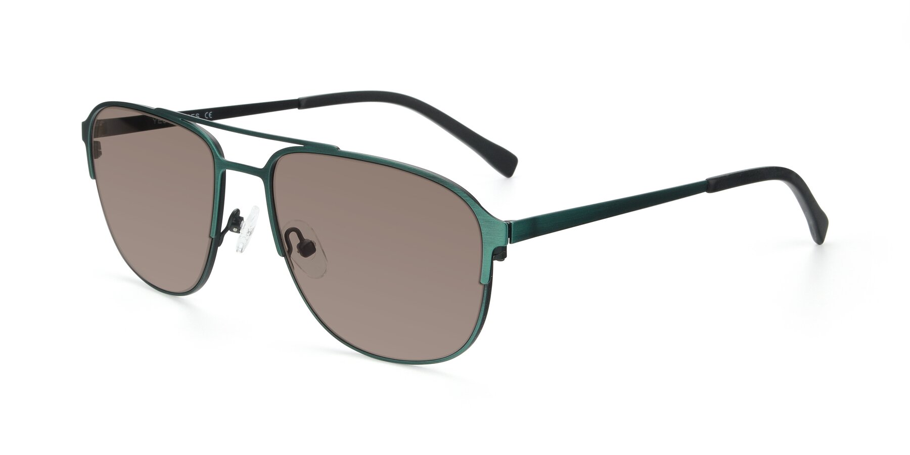 Angle of 9513 in Antique Green with Medium Brown Tinted Lenses