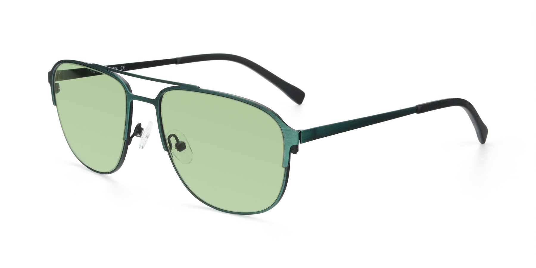 Angle of 9513 in Antique Green with Medium Green Tinted Lenses