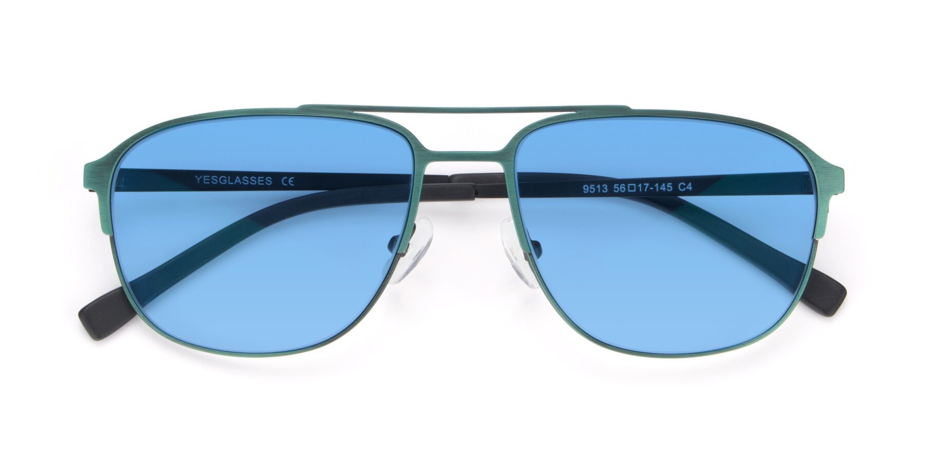 Folded Front of 9513 in Antique Green with Medium Blue Tinted Lenses