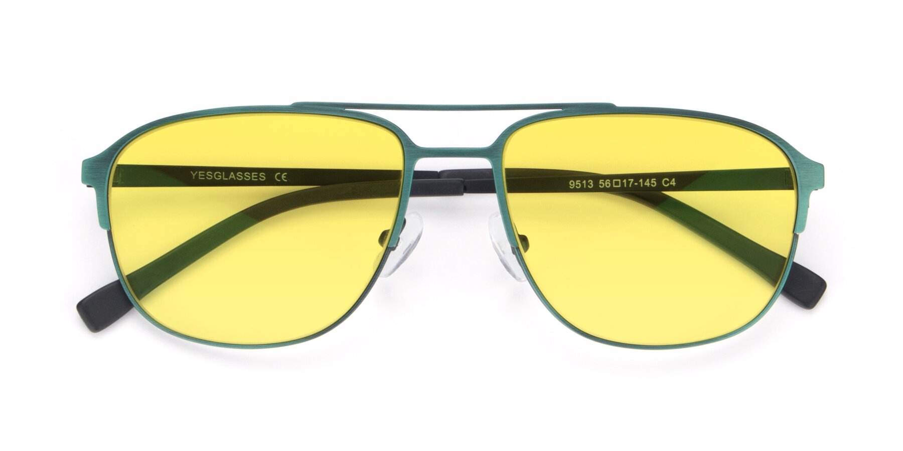 Folded Front of 9513 in Antique Green with Medium Yellow Tinted Lenses