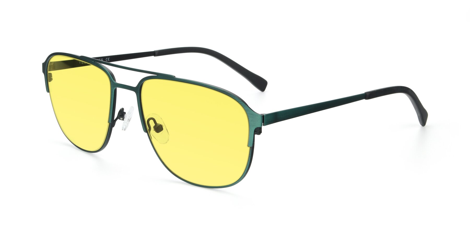 Angle of 9513 in Antique Green with Medium Yellow Tinted Lenses