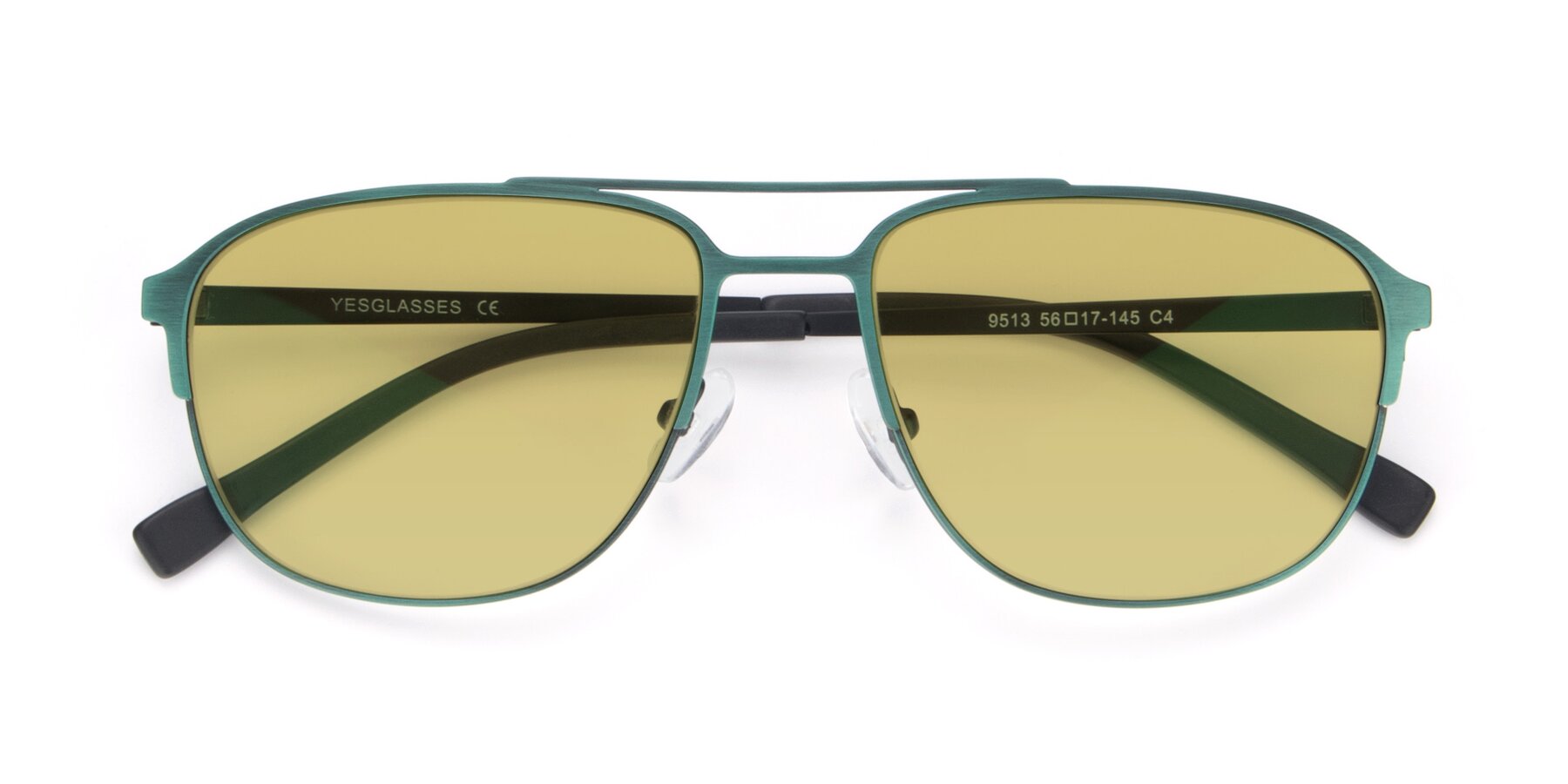 Folded Front of 9513 in Antique Green with Medium Champagne Tinted Lenses