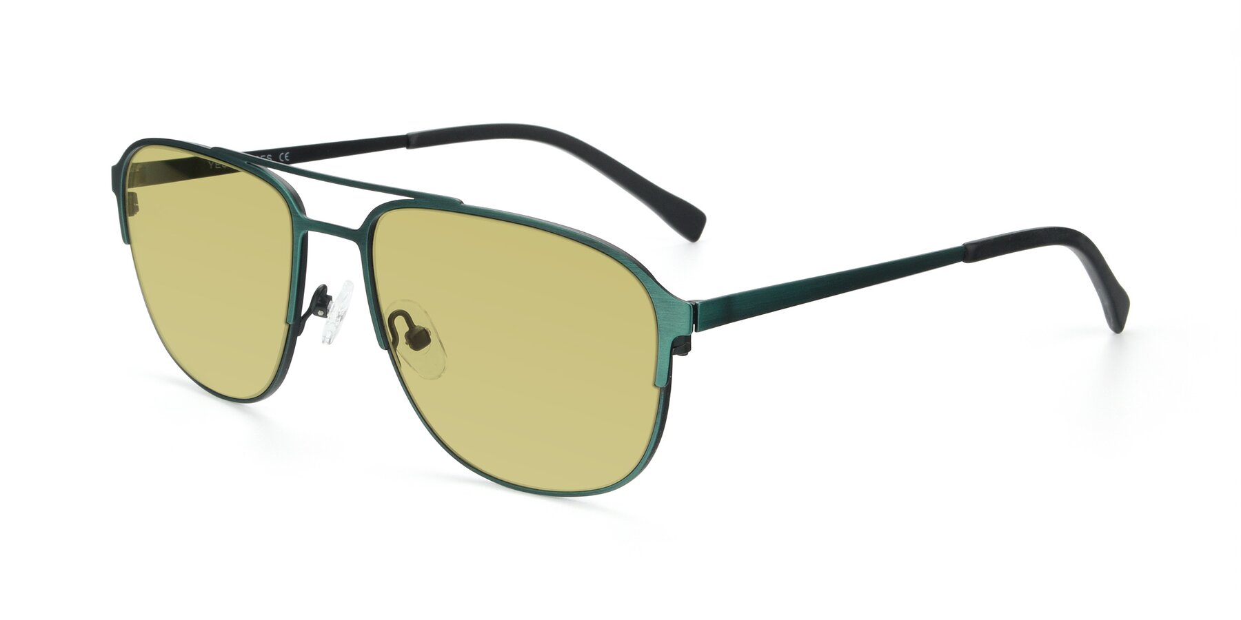 Angle of 9513 in Antique Green with Medium Champagne Tinted Lenses