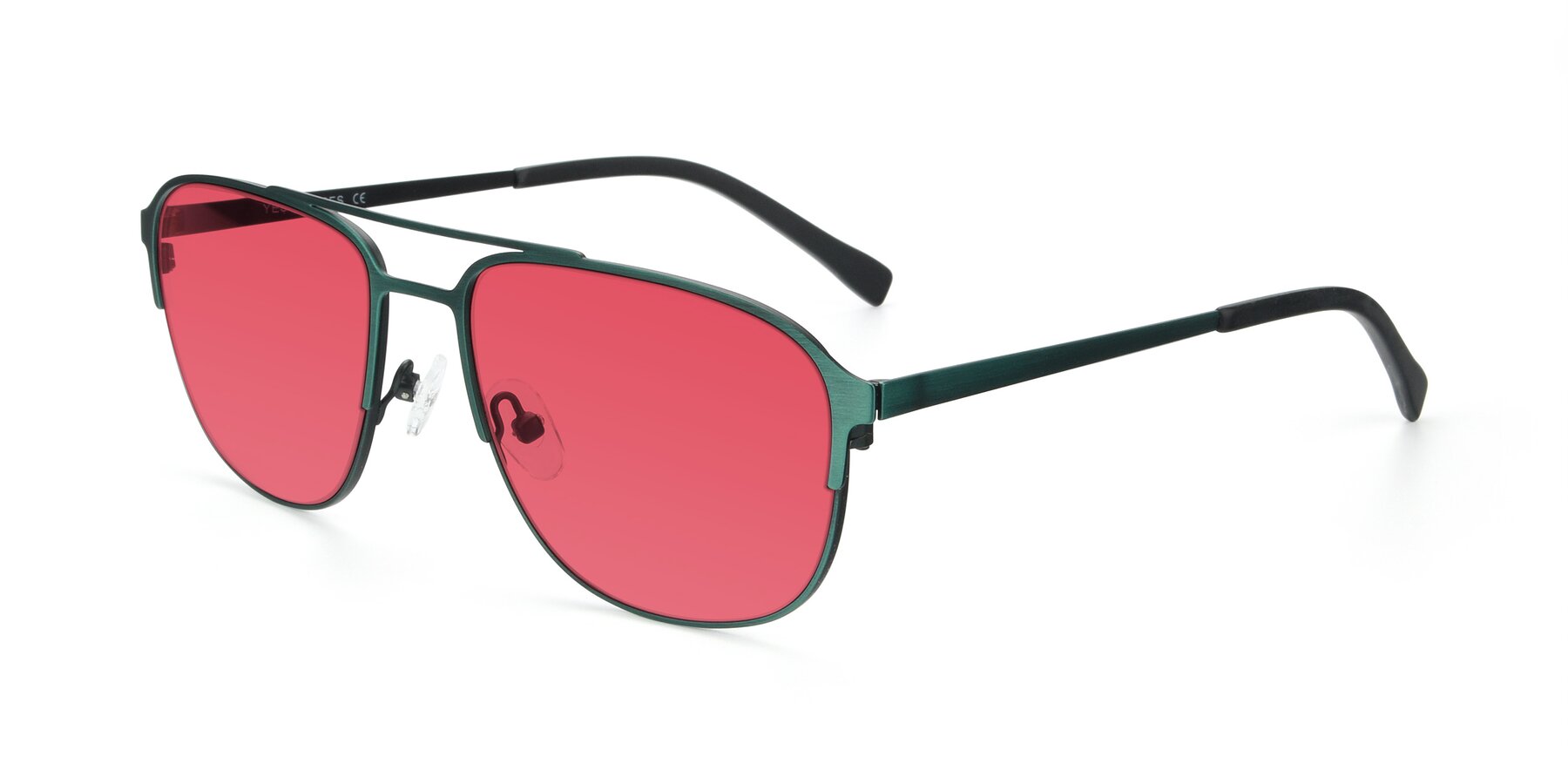 Angle of 9513 in Antique Green with Red Tinted Lenses