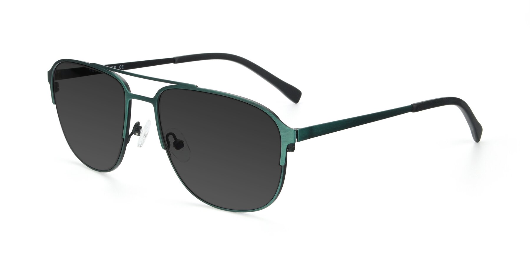 Angle of 9513 in Antique Green with Gray Tinted Lenses