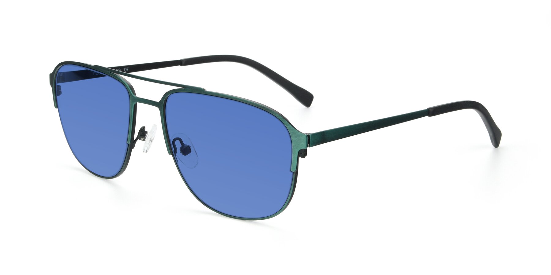 Angle of 9513 in Antique Green with Blue Tinted Lenses