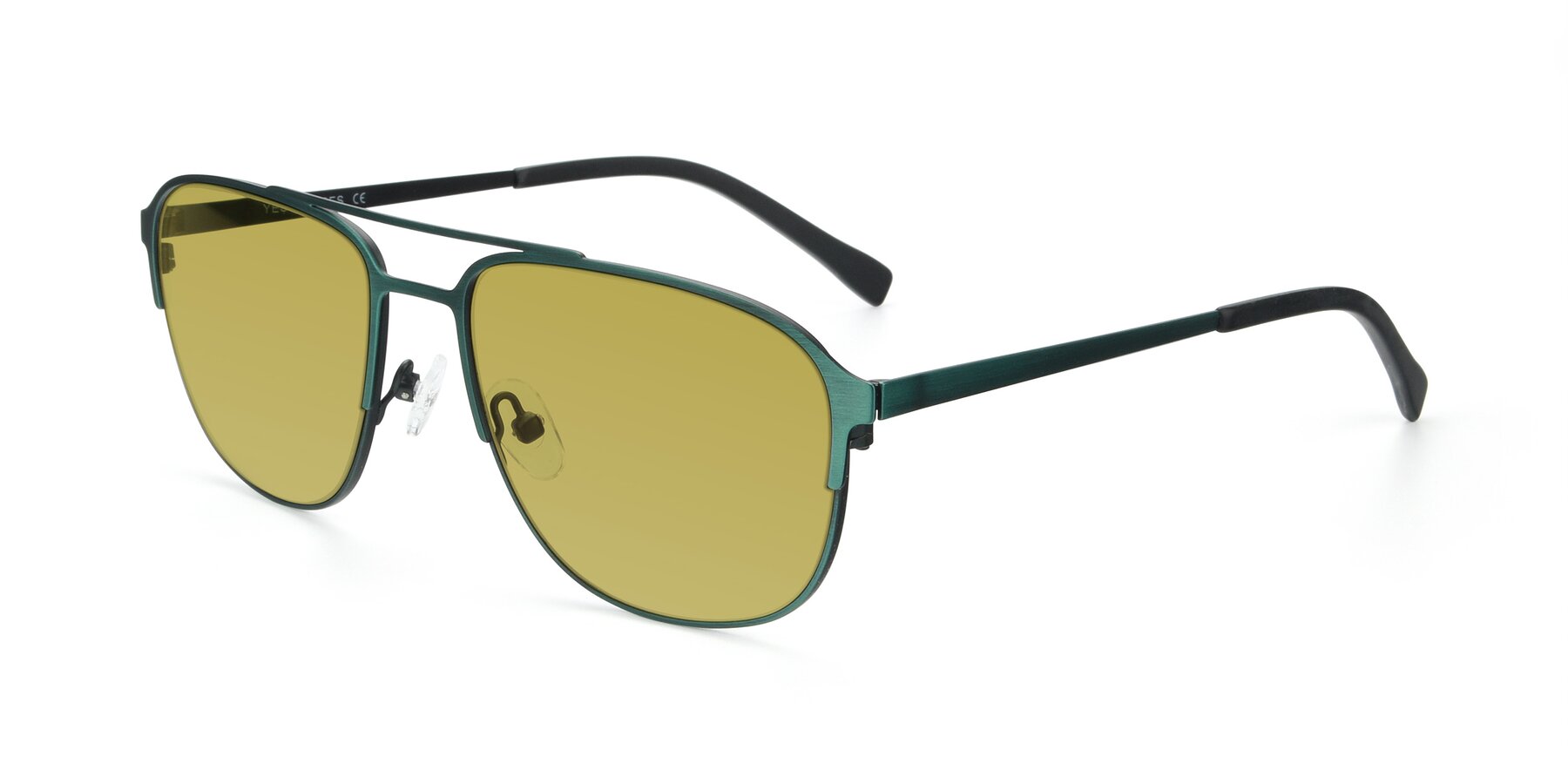 Angle of 9513 in Antique Green with Champagne Tinted Lenses