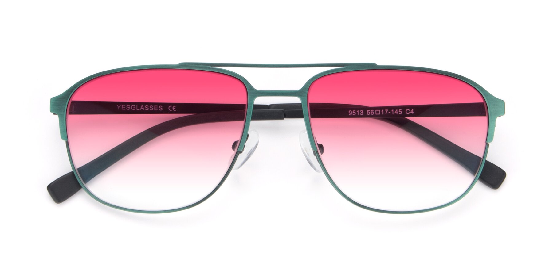 Folded Front of 9513 in Antique Green with Pink Gradient Lenses