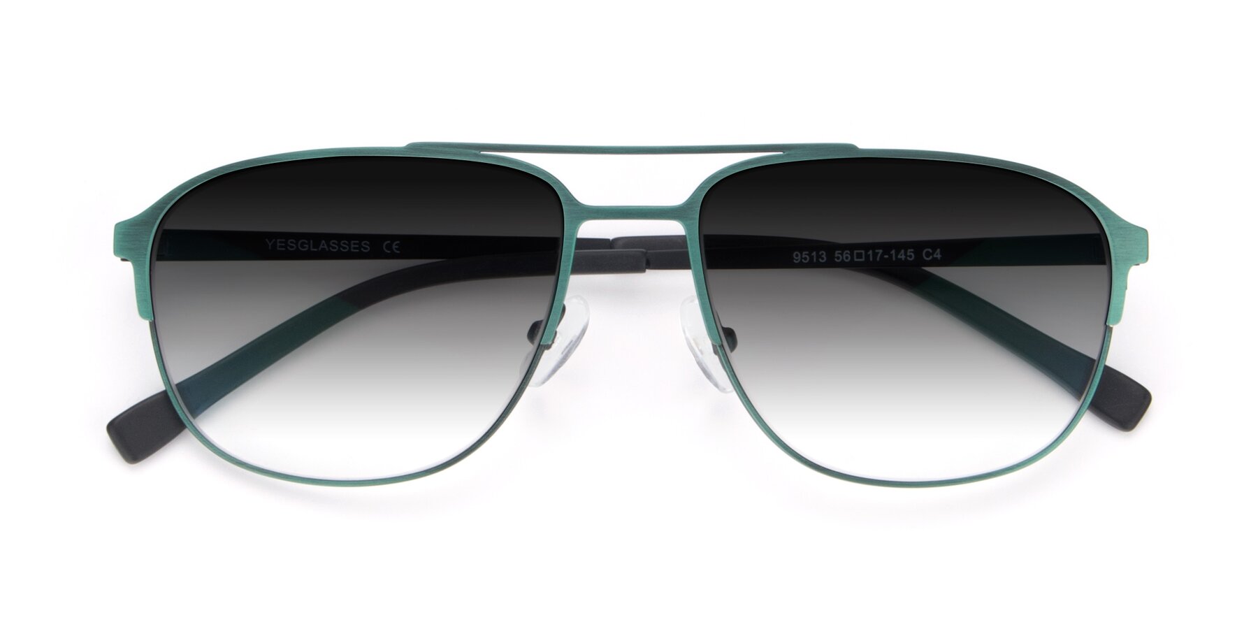 Folded Front of 9513 in Antique Green with Gray Gradient Lenses