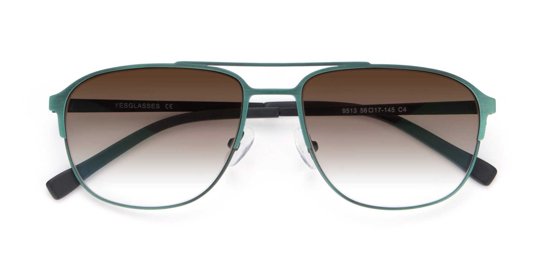 Folded Front of 9513 in Antique Green with Brown Gradient Lenses