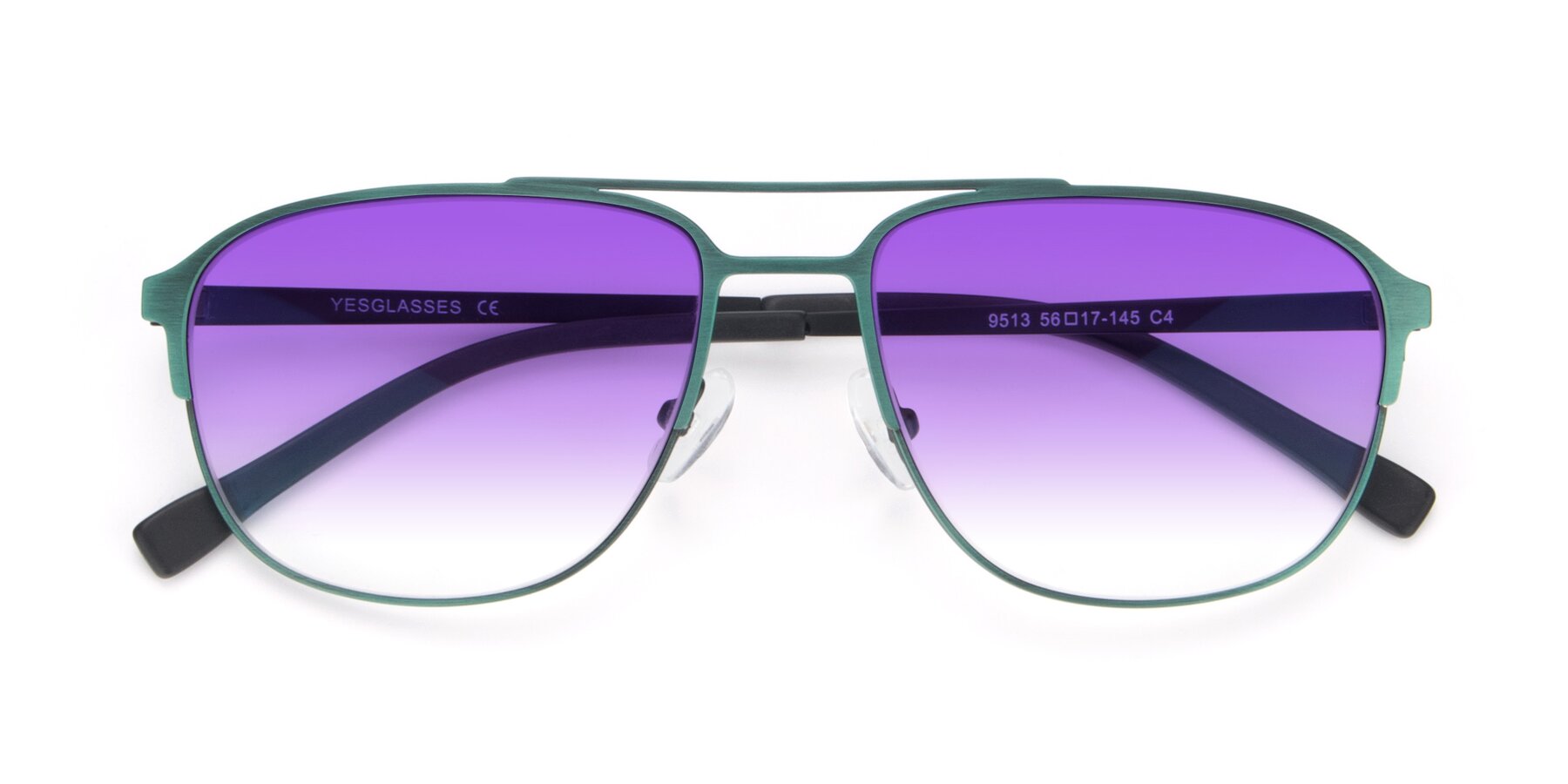 Folded Front of 9513 in Antique Green with Purple Gradient Lenses