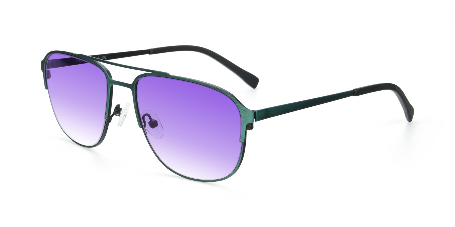 Angle of 9513 in Antique Green with Purple Gradient Lenses