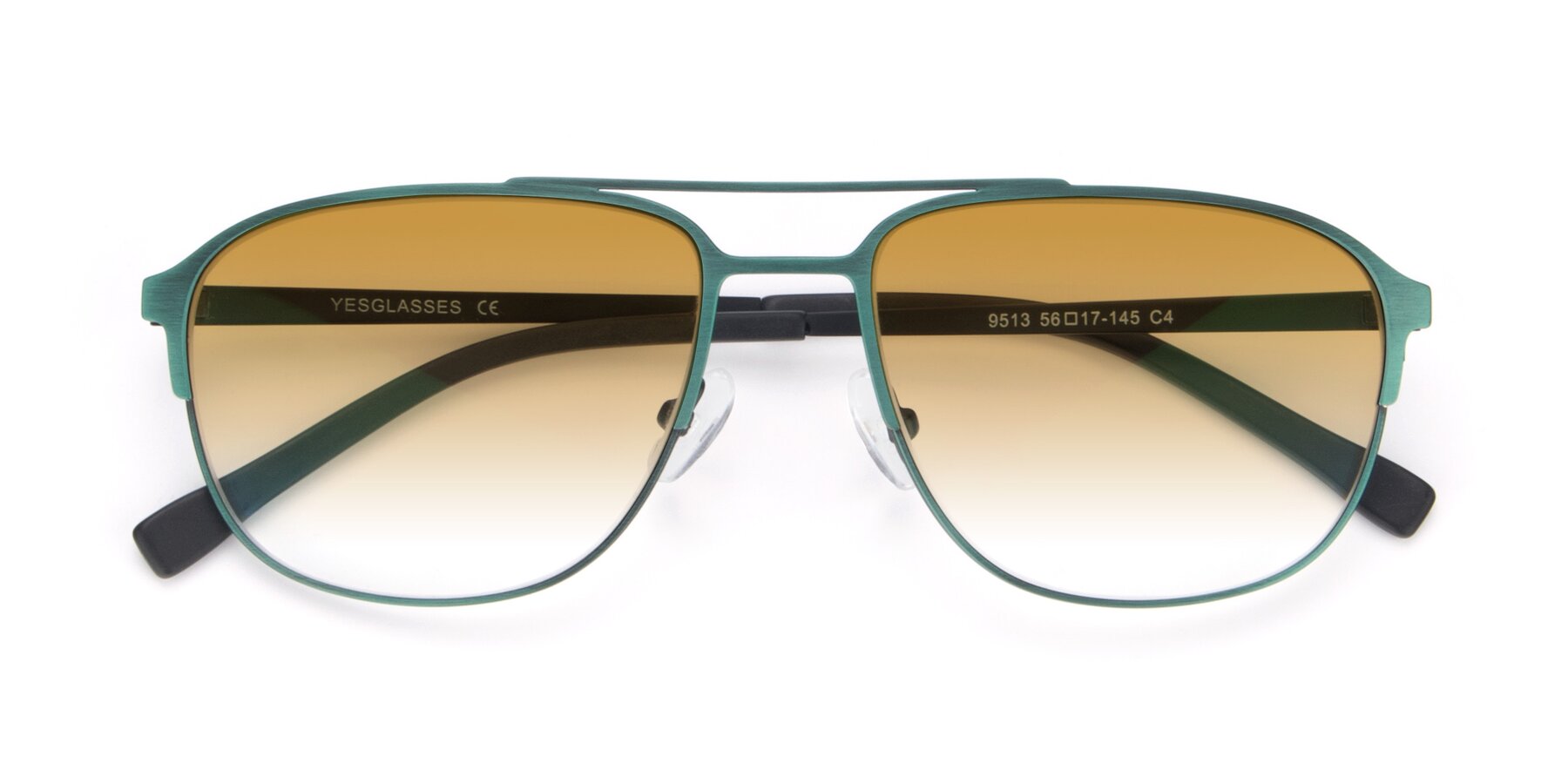 Folded Front of 9513 in Antique Green with Champagne Gradient Lenses
