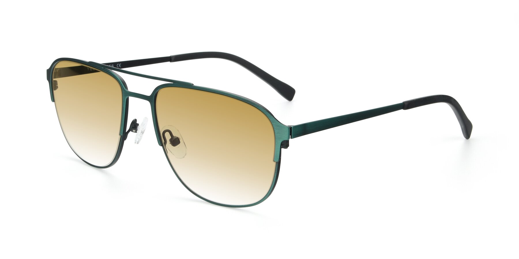 Angle of 9513 in Antique Green with Champagne Gradient Lenses
