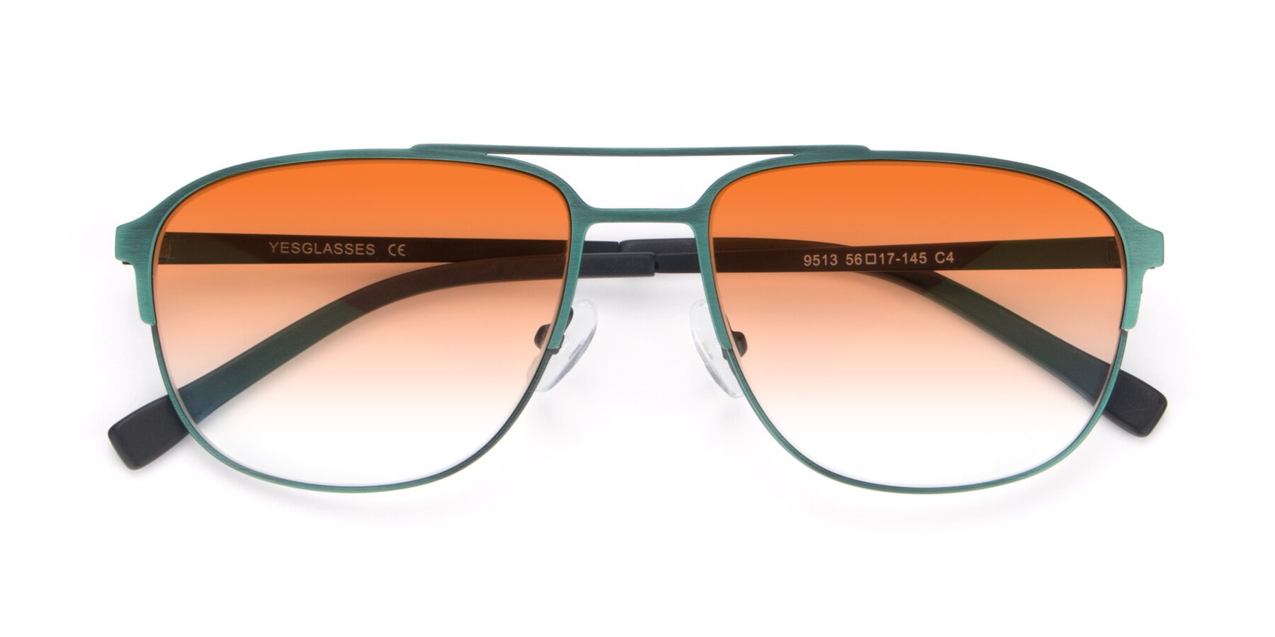 Folded Front of 9513 in Antique Green with Orange Gradient Lenses