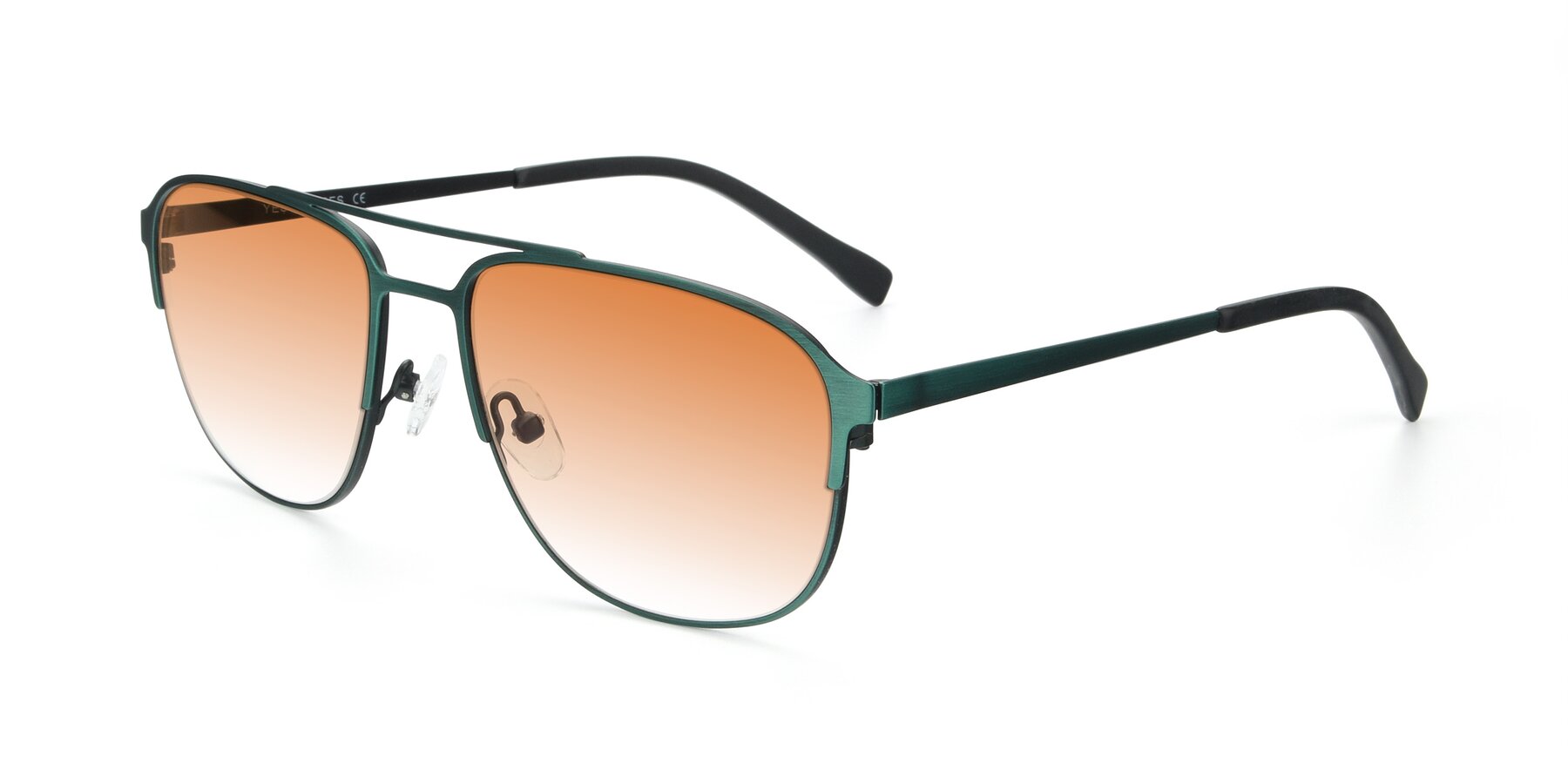 Angle of 9513 in Antique Green with Orange Gradient Lenses