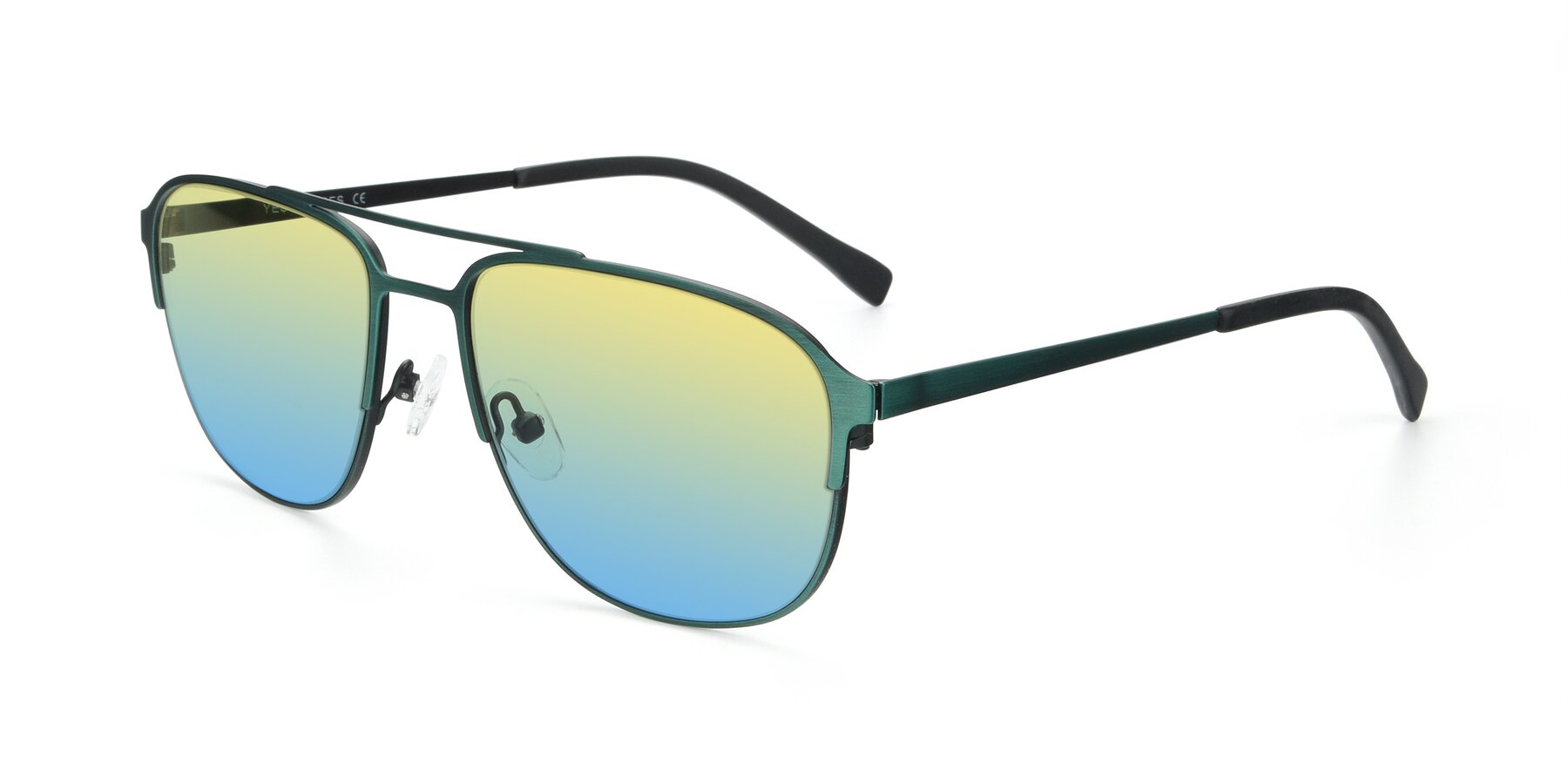 Angle of 9513 in Antique Green with Yellow / Blue Gradient Lenses