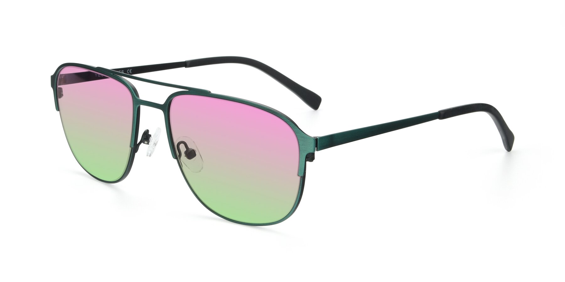 Angle of 9513 in Antique Green with Pink / Green Gradient Lenses